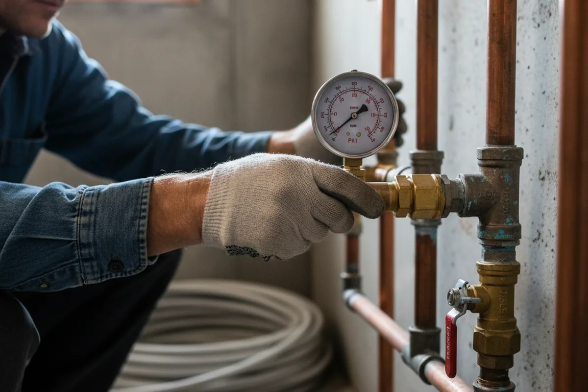 Pressure testing a repaired line during Water Line Repair in Palo Pinto